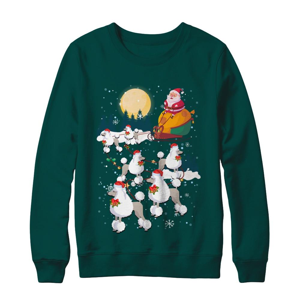 Dog Reindeer Poodle Christmas Gift-T-Shirt & Sweatshirt-Crewneck Sweatshirt-Deep Forest