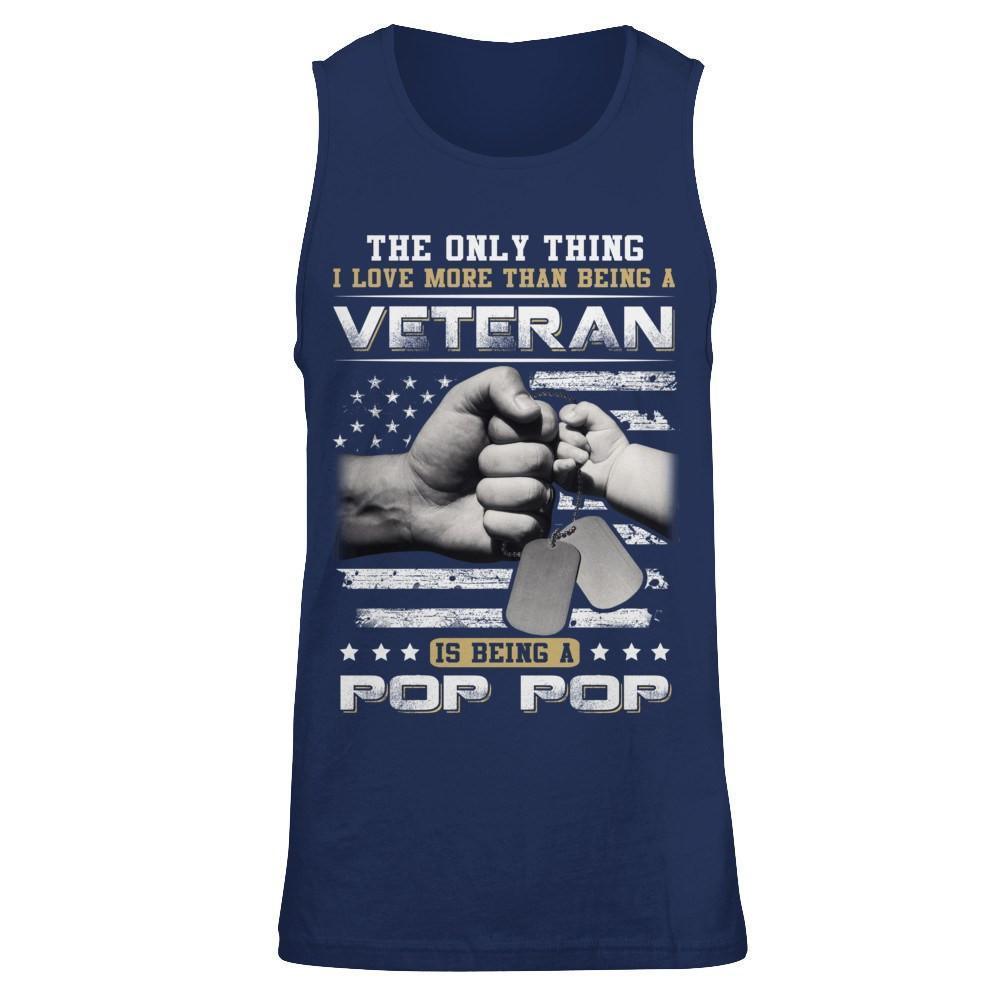 I Love More Than Being A Veteran Is Being A Pop Pop-T-Shirt & Hoodie-Unisex Tank-Navy