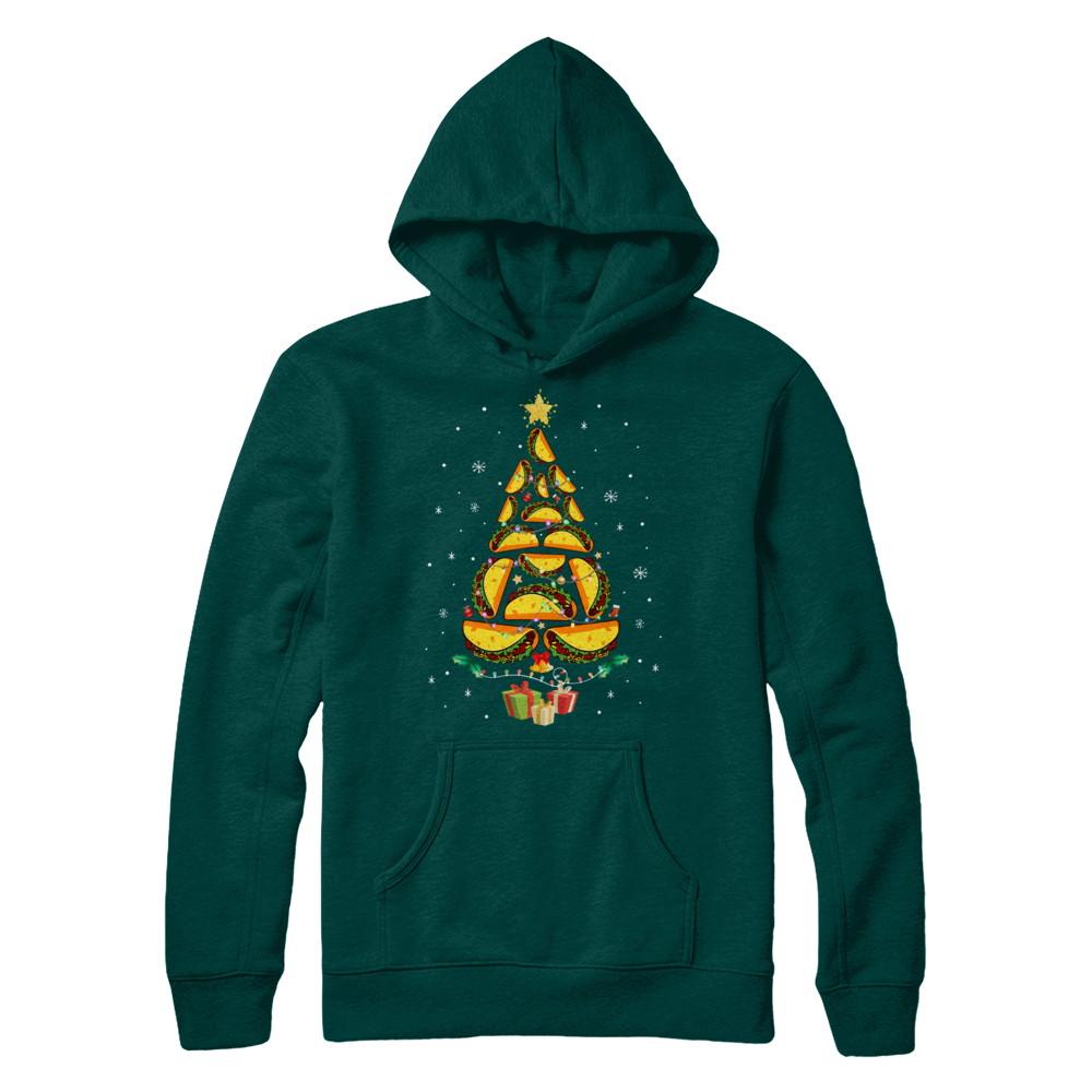 Funny Tacos Christmas Tree Ugly Christmas Sweater-T-Shirt & Sweatshirt-Pullover Hoodie-Deep Forest