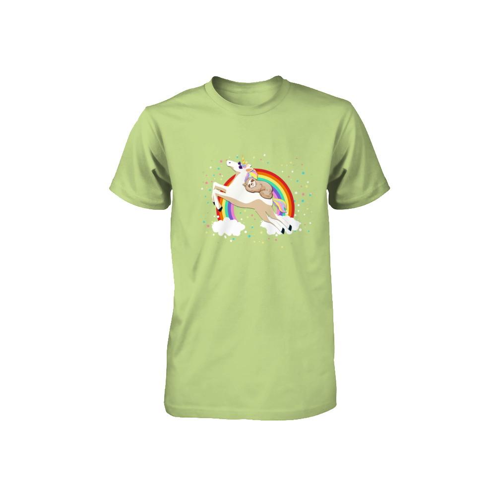 Funny Sloth Riding Unicorn Lover Youth-Youth Shirt-Toddler T-Shirt-Key Lime