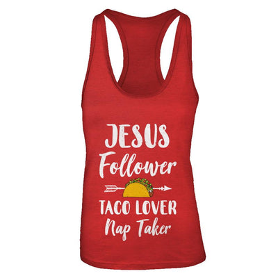Jesus Follower Taco Lover Nap Taker Christian-T-Shirt & Tank Top-Women's Ideal Racerback Tank-Red