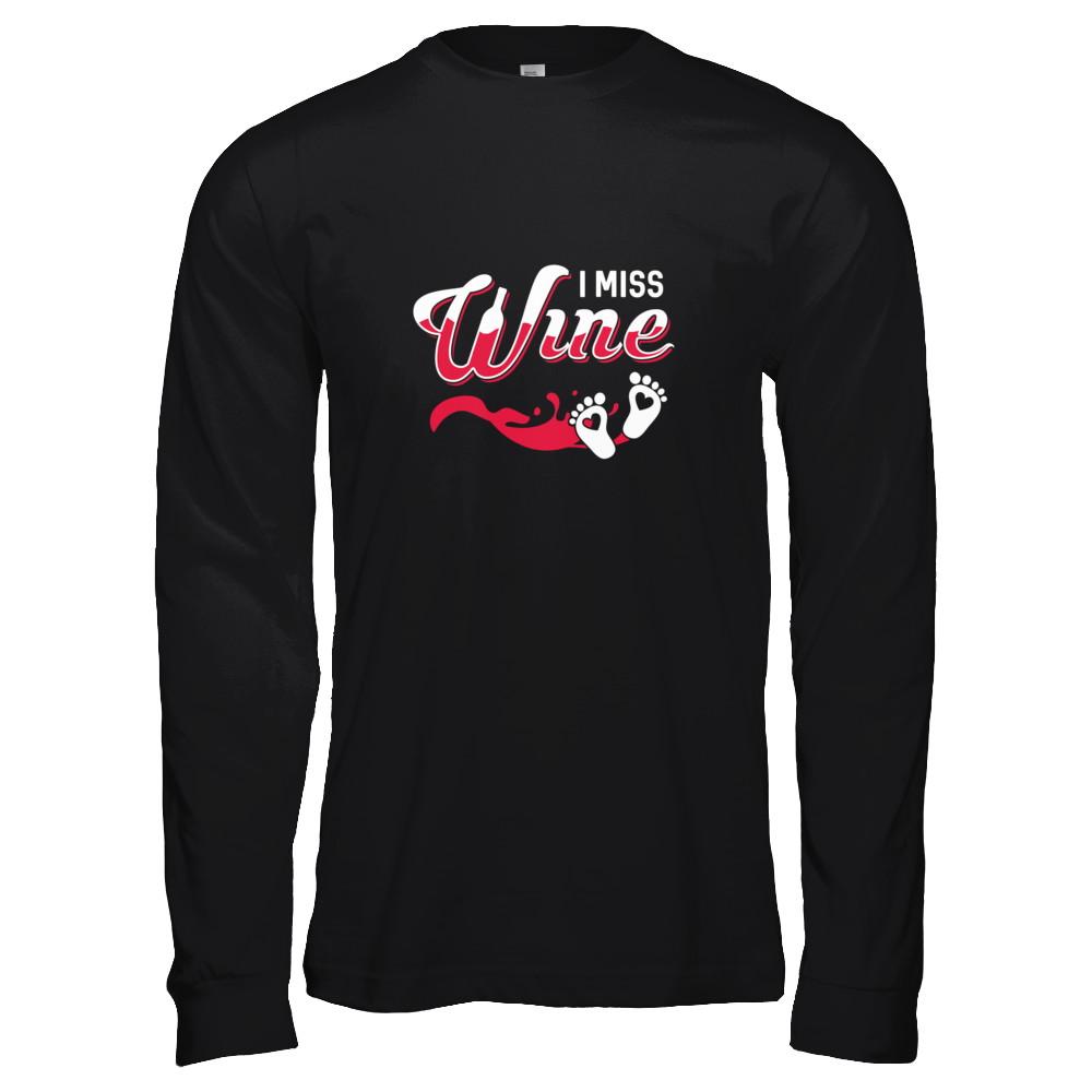 I Miss Wine Pregnancy Bump Mommy-T-Shirt & Tank Top-Long Sleeve T-Shirt-Black