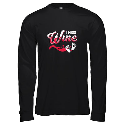 I Miss Wine Pregnancy Bump Mommy-T-Shirt & Tank Top-Long Sleeve T-Shirt-Black