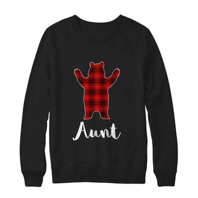 Red Aunt Bear Buffalo Plaid Family Christmas Pajamas-T-Shirt & Sweatshirt-Crewneck Sweatshirt-Black