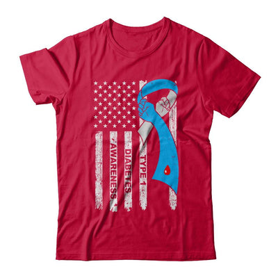 Type 1 Diabetes Awareness Support T1D Flag Ribbon-T-Shirt & Hoodie-Classic T-Shirt-Red