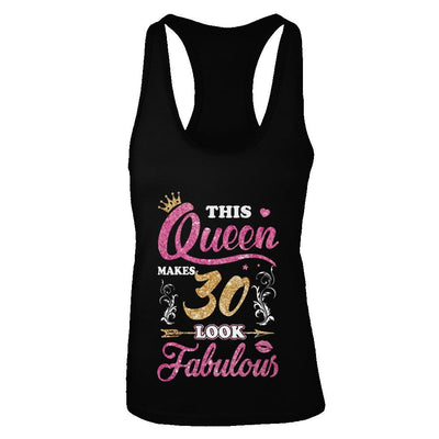 This Queen Makes 30 Look Fabulous 1991 30th Birthday-T-Shirt & Tank Top-Women's Ideal Racerback Tank-Black