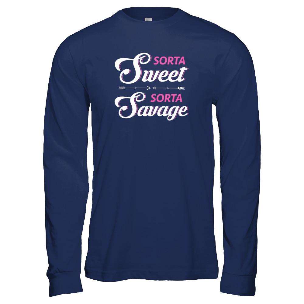Sorta Sweet Sorta Savage-T-Shirt & Tank Top-Long Sleeve T-Shirt-Navy