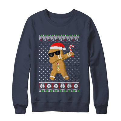 Dabbing Gingerbread Man Ugly Christmas Sweater-T-Shirt & Sweatshirt-Crewneck Sweatshirt-Navy