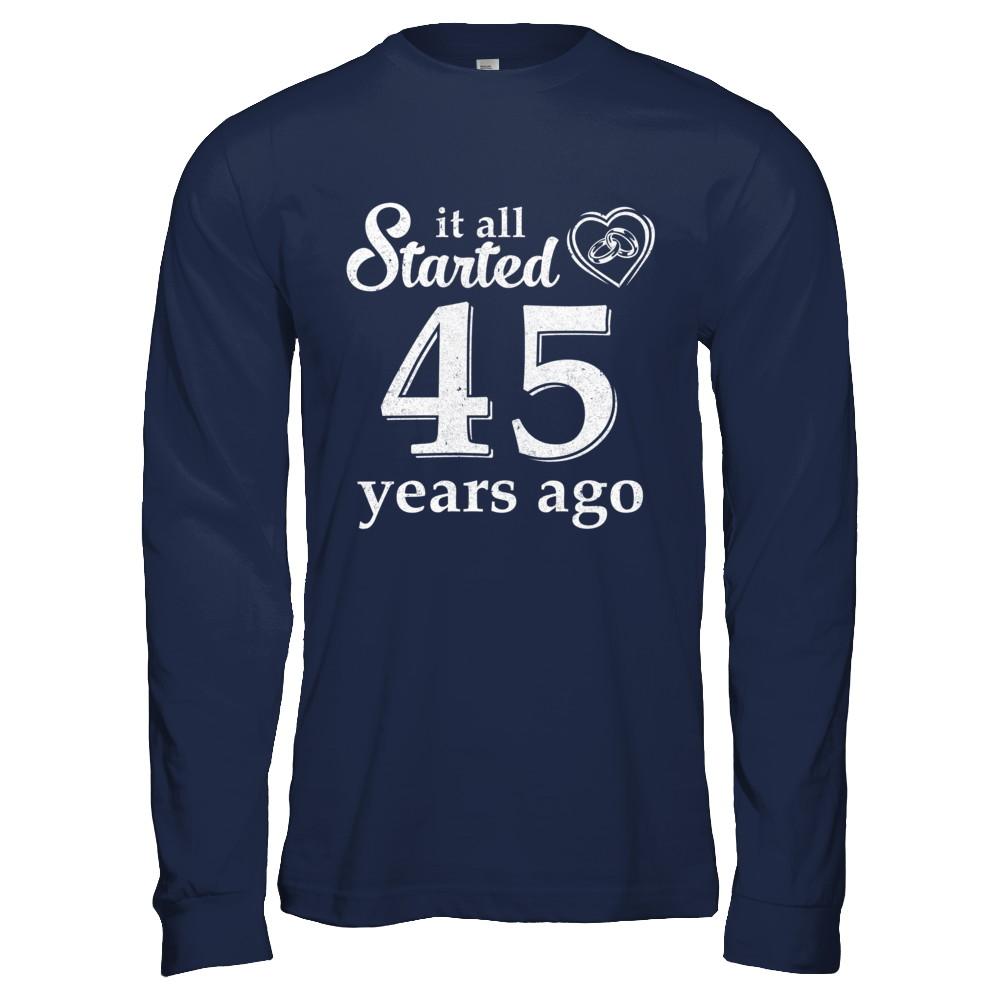 45Th Wedding Anniversary Married Couples 1976 Husband Wife-T-Shirt & Hoodie-Long Sleeve T-Shirt-Navy