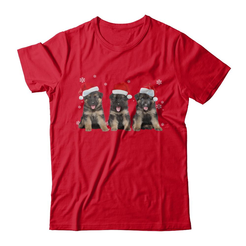 Funny German Shepherd Puppies Christmas Dog Gift-T-Shirt & Hoodie-Premium T-Shirt-Red