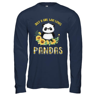 Just A Girl Who Loves Pandas And Sunflowers-T-Shirt & Hoodie-Long Sleeve T-Shirt-Navy