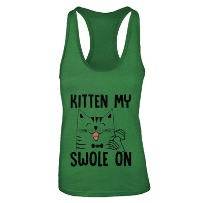 Kitten My Swole On Cat Fitness Gym-T-Shirt & Tank Top-Women's Ideal Racerback Tank-Kelly Green