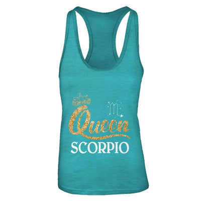 Queen Scorpio Zodiac October November Birthday Gift-T-Shirt & Tank Top-Women's Ideal Racerback Tank-Tahiti Blue