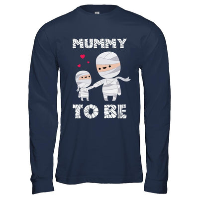 Cute Funny Mummy To Be Pregnant Mom Halloween-T-Shirt & Hoodie-Long Sleeve T-Shirt-Navy