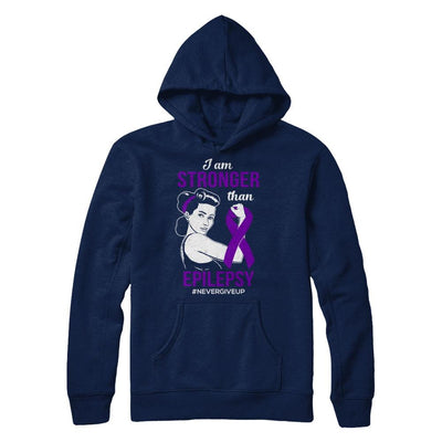 I Am Stronger Than Epilepsy Awareness Support-T-Shirt & Hoodie-Pullover Hoodie-Navy