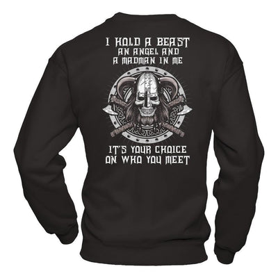 Viking I Hold A Beast An Angel And A Madman In Me-T-Shirt & Hoodie-Crewneck Sweatshirt-Black