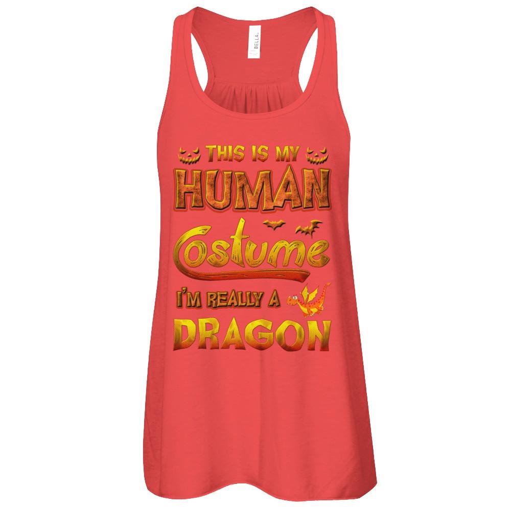 Dragon Halloween My Human Costume I'm Really A Dragon-T-Shirt & Tank Top-Women's Flowy Racerback Tank-Red