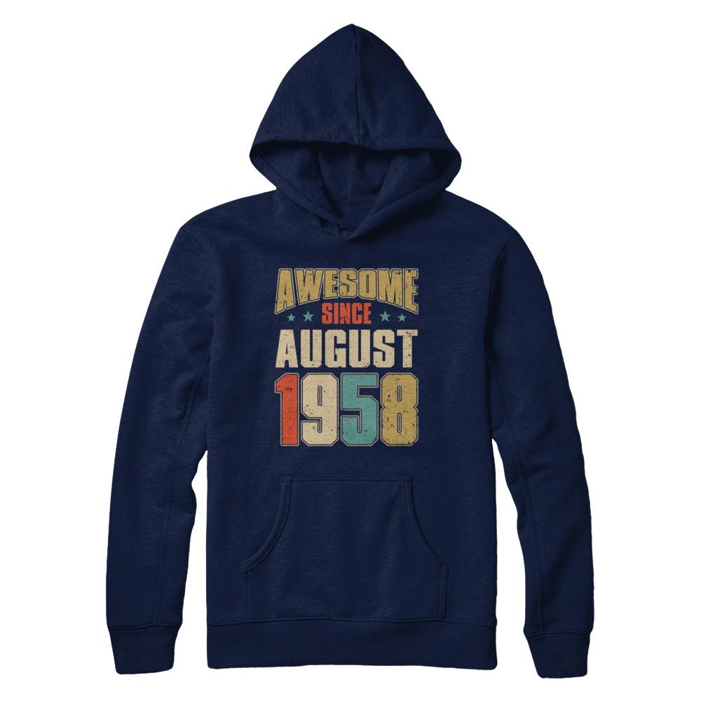 Vintage Retro Awesome Since August 1958 63th Birthday-T-Shirt & Hoodie-Pullover Hoodie-Navy