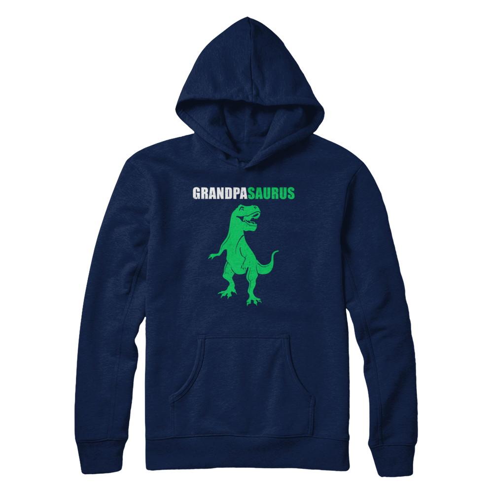 Grandpasarus Funny Dinosaur First Time Grandpa Fathers Day-T-Shirt & Hoodie-Hanes - Heavyweight Pullover Hoodie-Navy