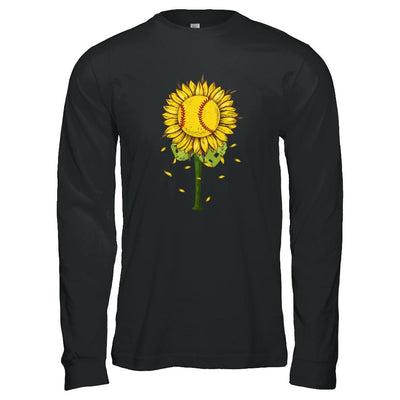 Sunflower Softball Mom Daughter Lover Gift-T-Shirt & Tank Top-Long Sleeve T-Shirt-Black