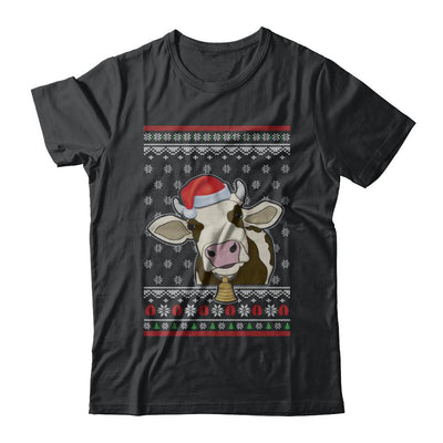 Pajamas Cow With Santa Hat Ugly Christmas Sweater-T-Shirt & Sweatshirt-Classic T-Shirt-Black