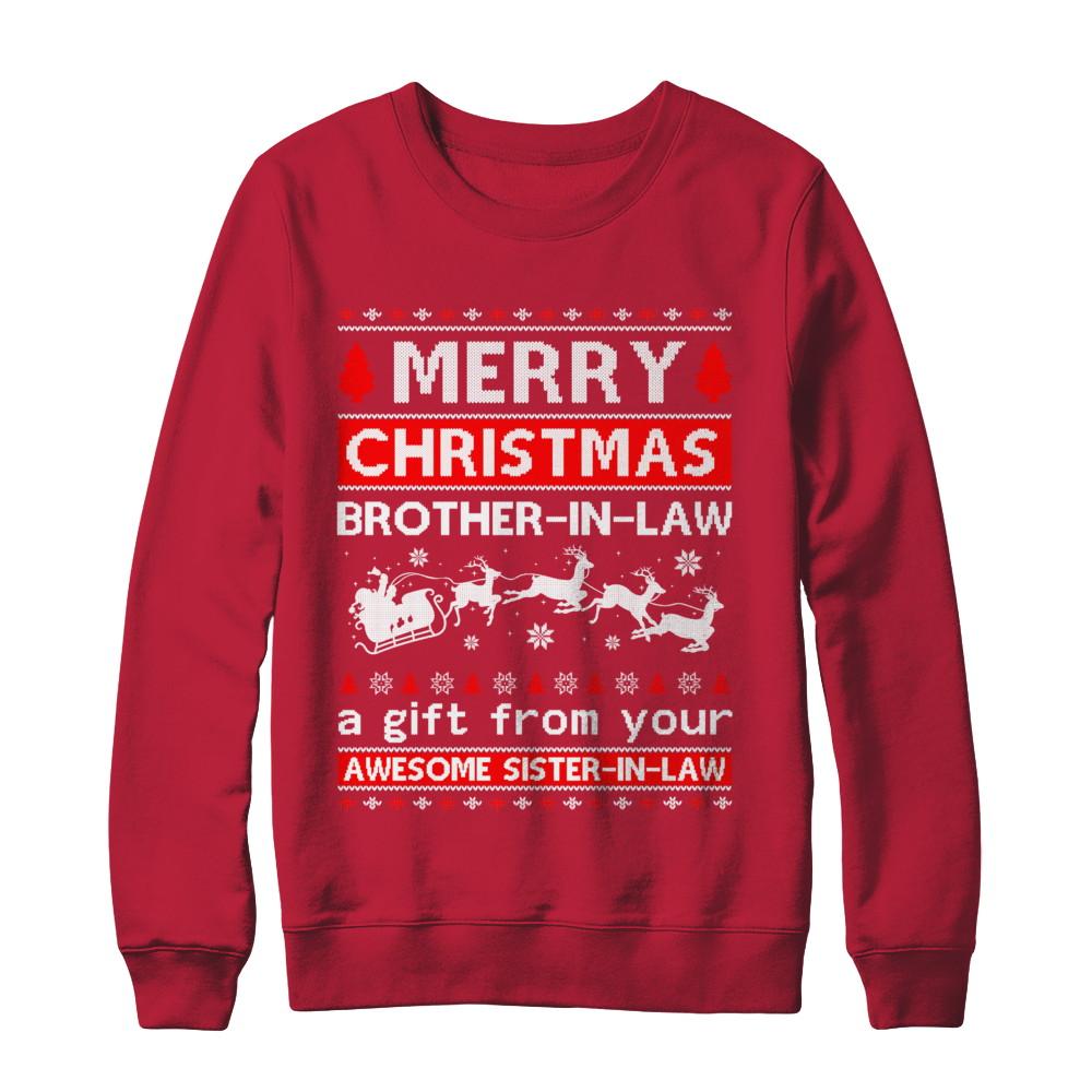Merry Christmas Brother-In-Law A Gift From Your Sister-In-Law Sweater-T-Shirt & Sweatshirt-Crewneck Sweatshirt-Red