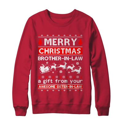Merry Christmas Brother-In-Law A Gift From Your Sister-In-Law Sweater-T-Shirt & Sweatshirt-Crewneck Sweatshirt-Red