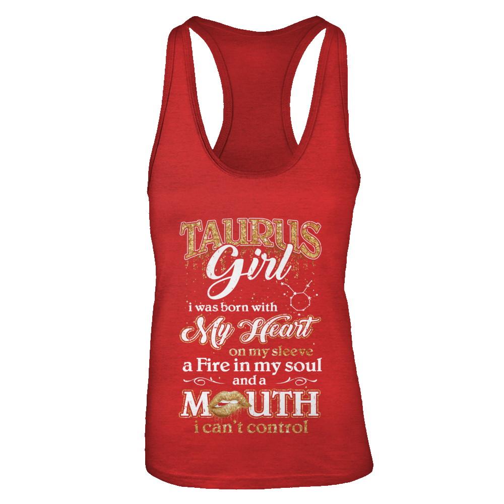 I'm A Taurus Girl Lipstick April May Funny Zodiac Birthday-T-Shirt & Tank Top-Women's Ideal Racerback Tank-Red