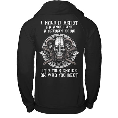 Viking I Hold A Beast An Angel And A Madman In Me-T-Shirt & Hoodie-Pullover Hoodie-Black