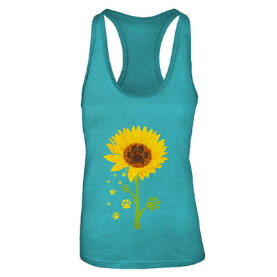 Funny Sunflower Cat Dog Paw Lover-T-Shirt & Tank Top-Women's Ideal Racerback Tank-Tahiti Blue