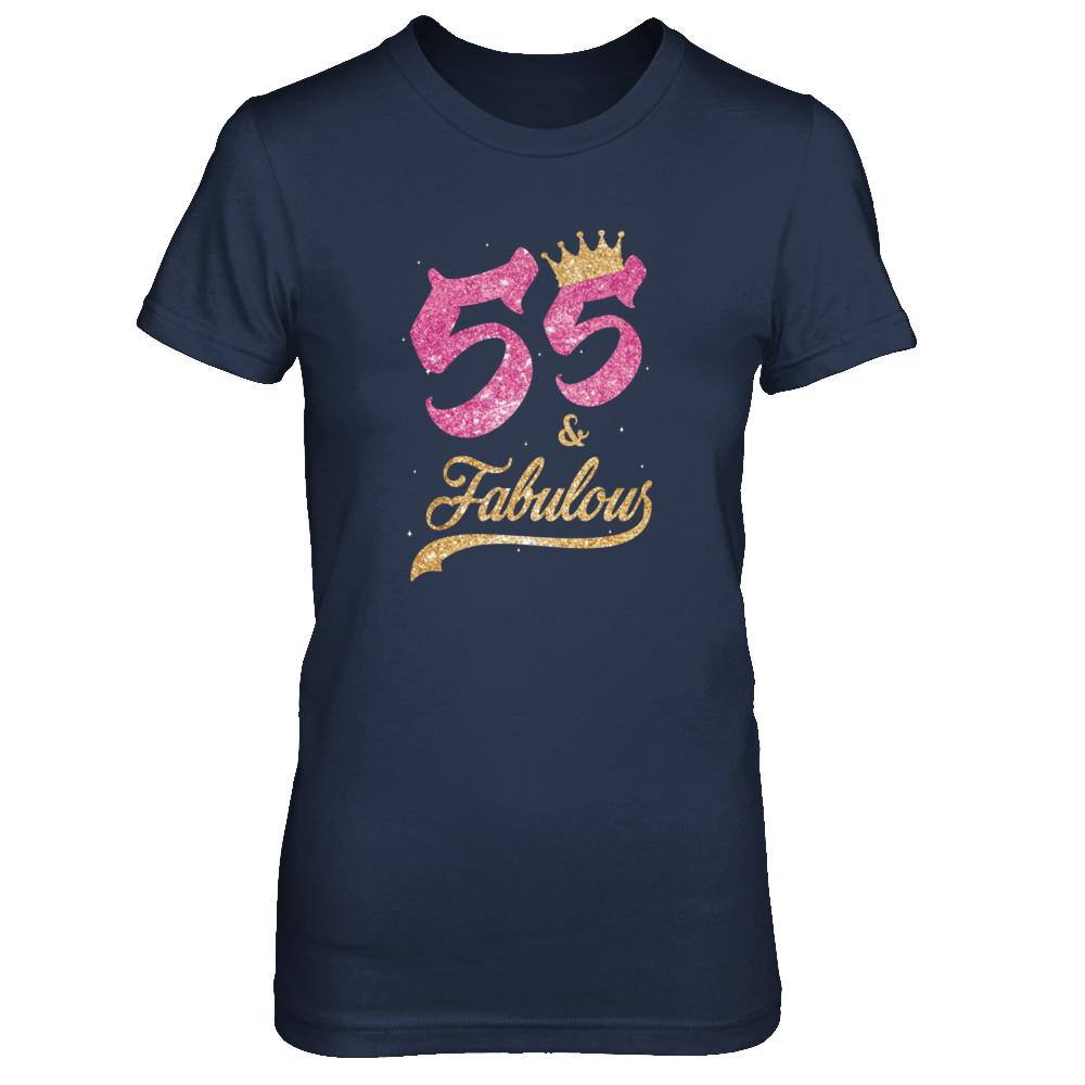 55 And Fabulous 1966 55th Birthday Gift-T-Shirt & Tank Top-Women's T-Shirt-Navy