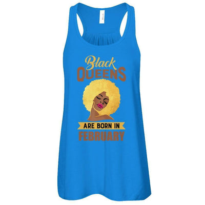 Black Queens Are Born In February Birthday Gift-T-Shirt & Tank Top-Women's Flowy Racerback Tank-True Royal