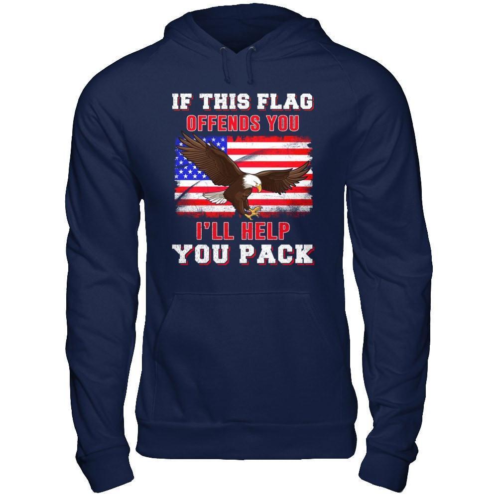 If This Flag Offends You I'll Help You Pack-T-Shirt & Hoodie-Pullover Hoodie-Navy