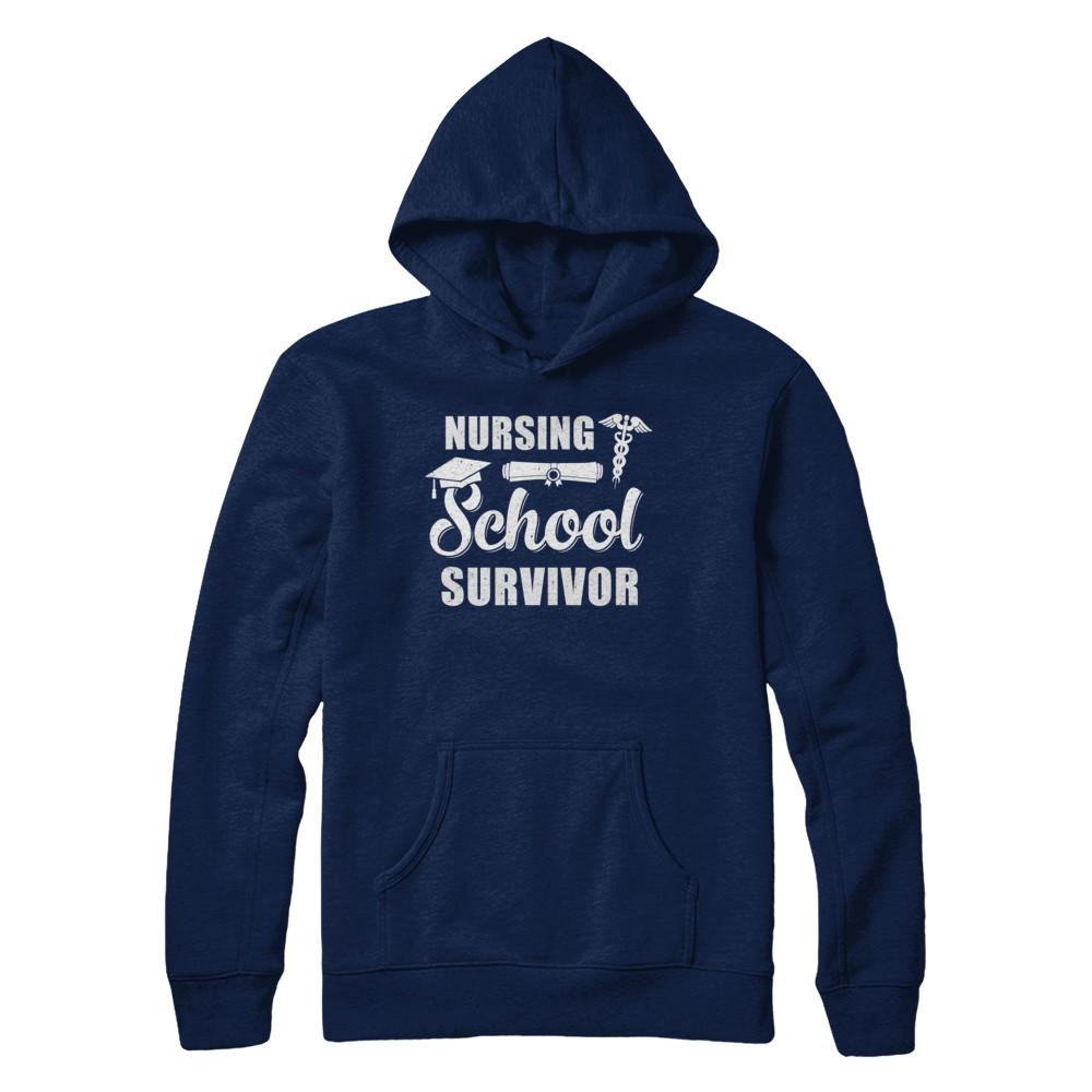 Nurse Graduate Gifts Nursing School Survivor Gradution-T-Shirt & Hoodie-Pullover Hoodie-Navy