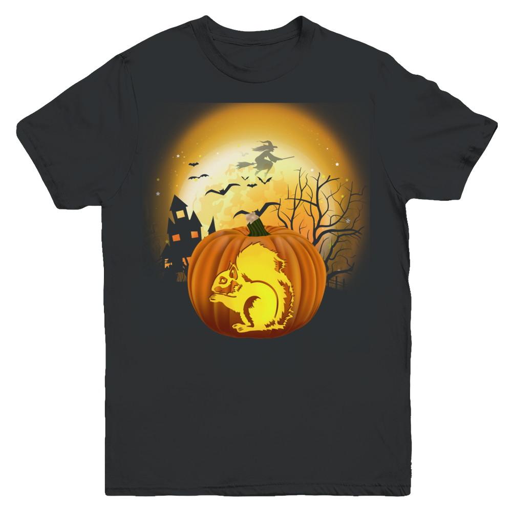 Pumpkin Squirrel Halloween Human Costume Youth-Youth Shirt-Youth T-Shirt-Black