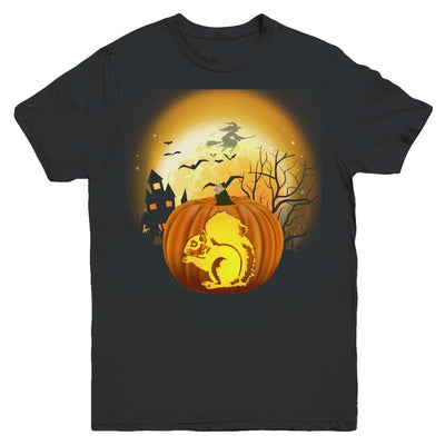Pumpkin Squirrel Halloween Human Costume Youth-Youth Shirt-Youth T-Shirt-Black