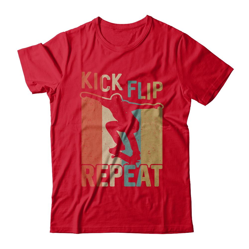 Kick Flip Skateboarding Repeat Vintage Skate-T-Shirt & Hoodie-Premium T-Shirt-Red