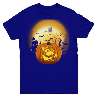 Pumpkin Cow Halloween Human Costume Youth-Youth Shirt-Youth T-Shirt-Navy