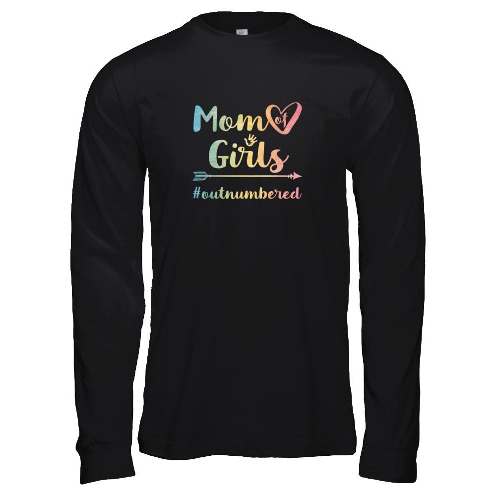 Mom Of Girls Outnumbered-T-Shirt & Tank Top-Long Sleeve T-Shirt-Black