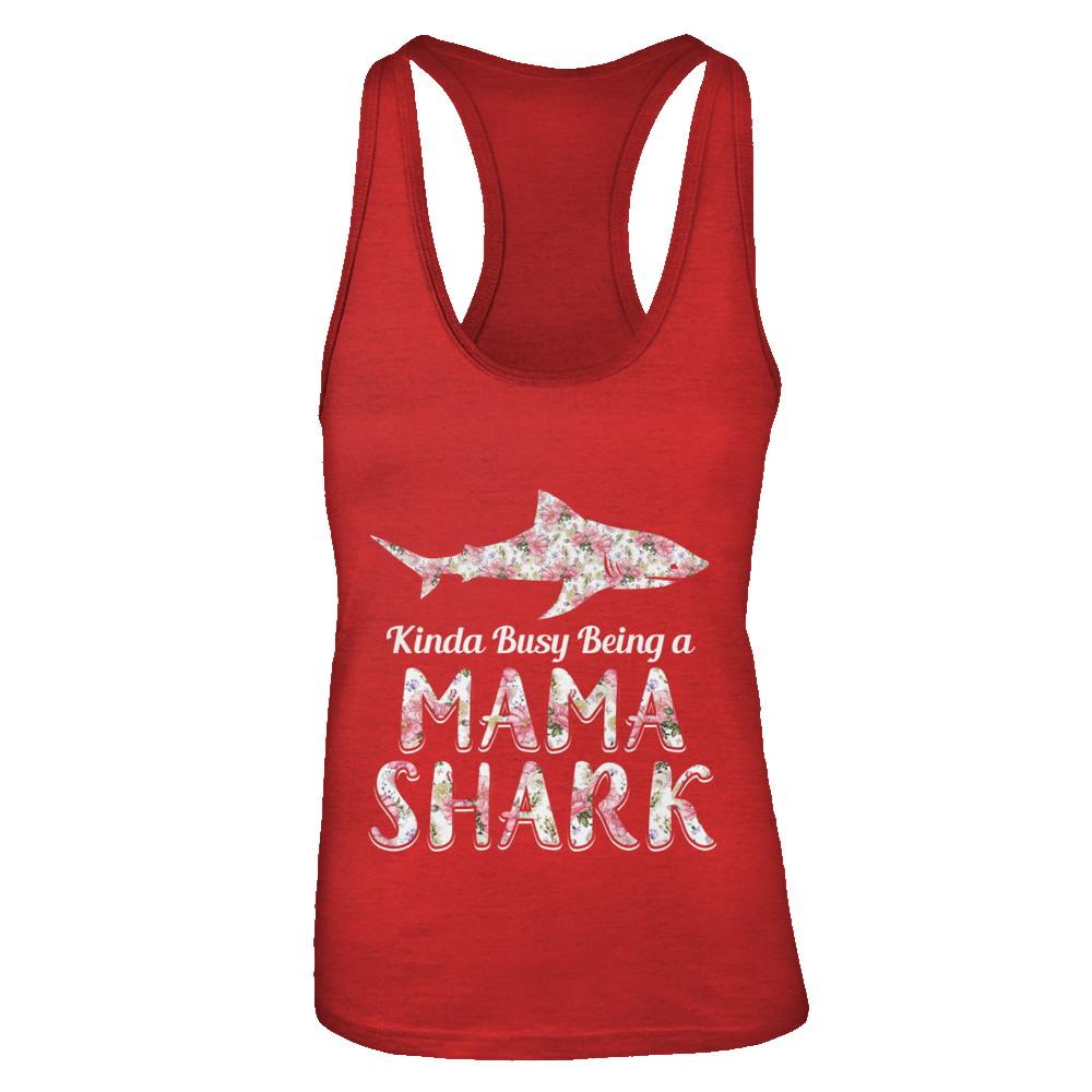 Mama Shark Kinda Busy Being A Mamashark-T-Shirt & Tank Top-Women's Ideal Racerback Tank-Red