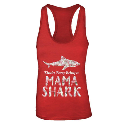 Mama Shark Kinda Busy Being A Mamashark-T-Shirt & Tank Top-Women's Ideal Racerback Tank-Red