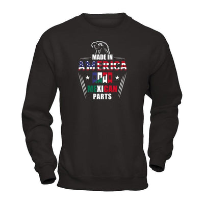 Made In America With Mexican Part-T-Shirt & Hoodie-Crewneck Sweatshirt-Black