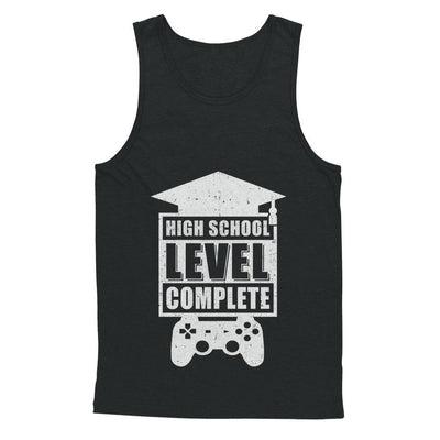 High School Level Complete Graduation Video Gamer-T-Shirt & Hoodie-Unisex Tank-Black