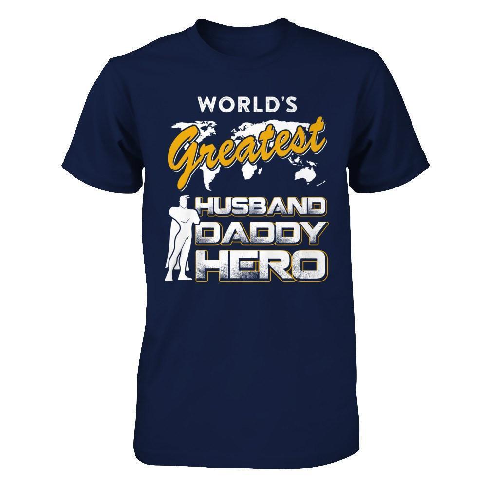 World's Greatest Husband Daddy Hero-T-Shirt & Hoodie-Classic T-Shirt-Navy