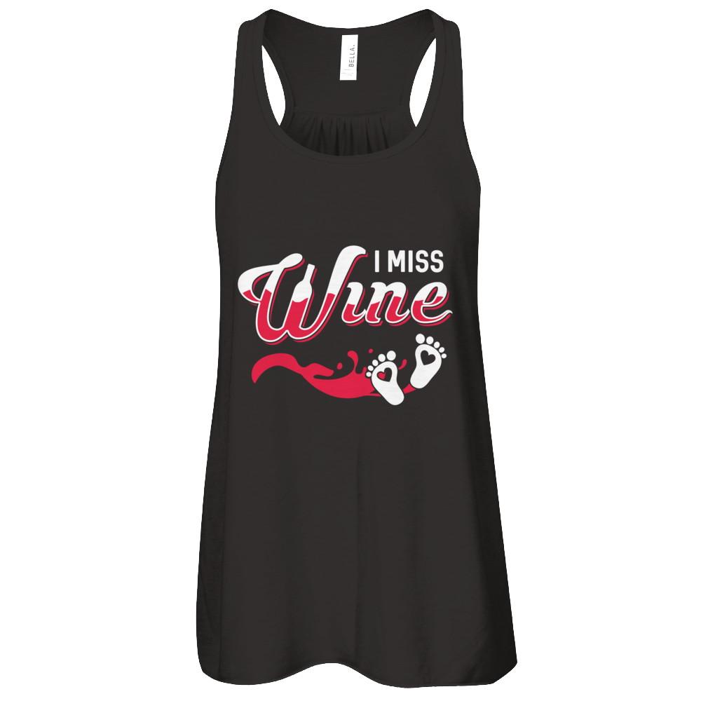 I Miss Wine Pregnancy Bump Mommy-T-Shirt & Tank Top-Women's Flowy Racerback Tank-Black