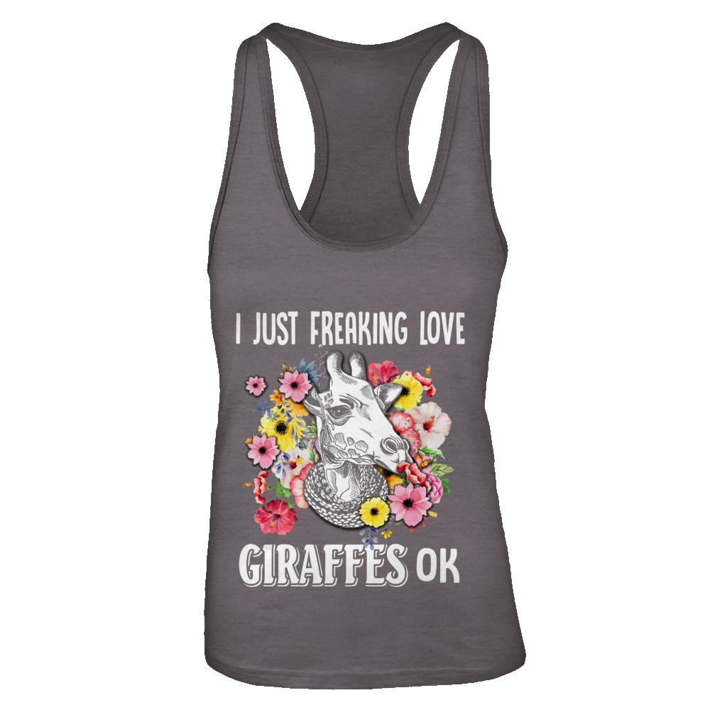 I Just Freaking Love Giraffes-T-Shirt & Tank Top-Women's Ideal Racerback Tank-Dark Grey