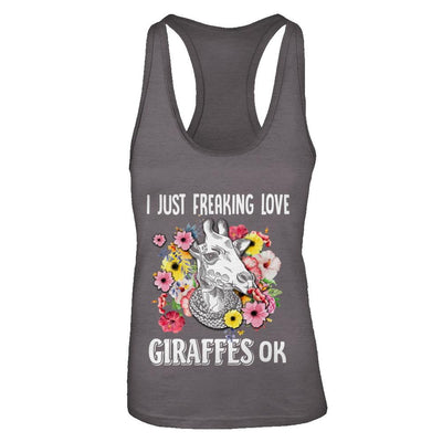 I Just Freaking Love Giraffes-T-Shirt & Tank Top-Women's Ideal Racerback Tank-Dark Grey