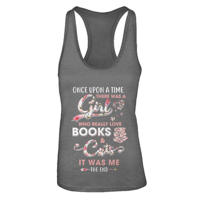 There Was A Girl Who Really Loved Books And Cats-T-Shirt & Tank Top-Women's Ideal Racerback Tank-Dark Grey