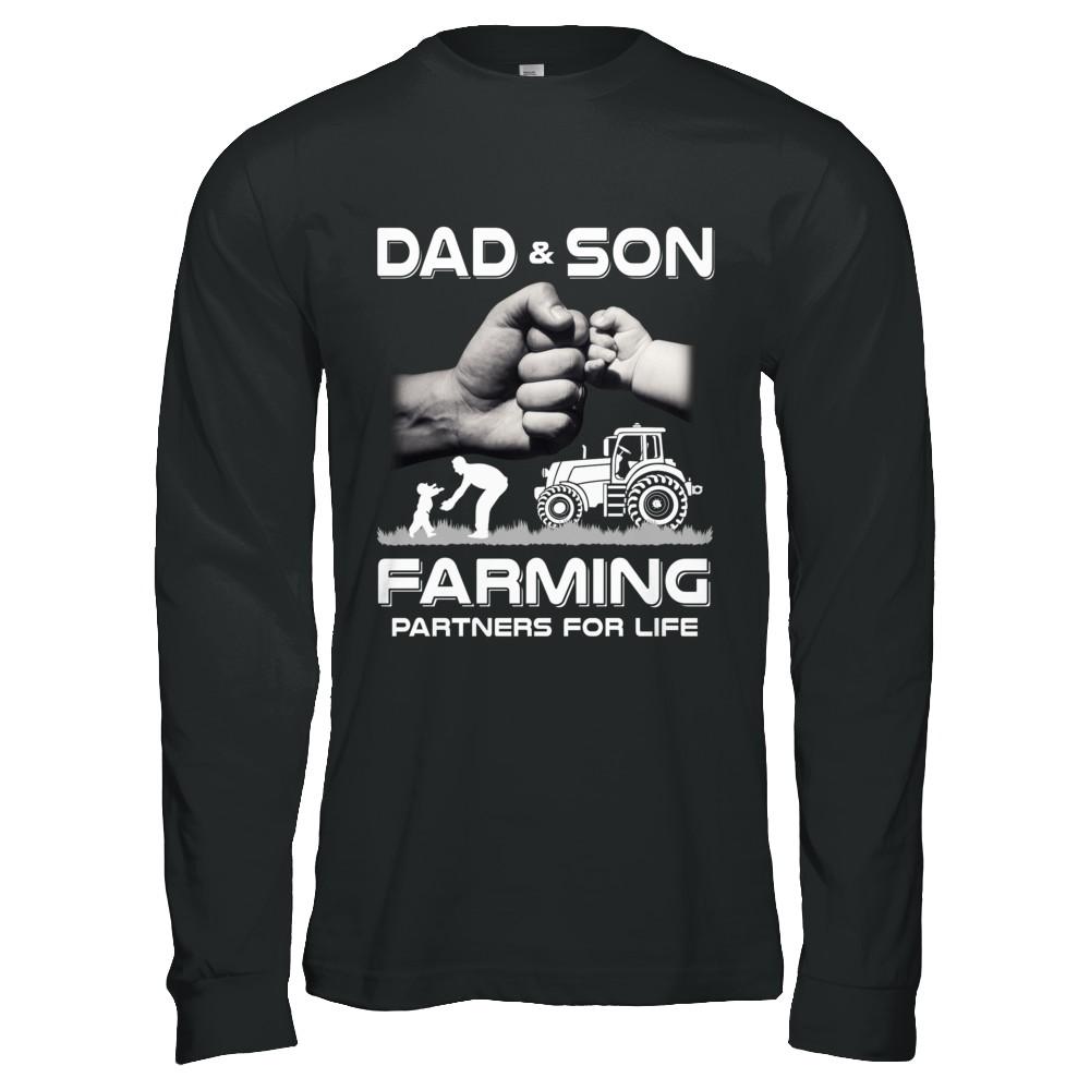 Farmer Dad And Son Farming Partners For Life Fathers Day-T-Shirt & Hoodie-Long Sleeve T-Shirt-Black