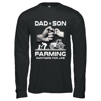 Farmer Dad And Son Farming Partners For Life Fathers Day-T-Shirt & Hoodie-Long Sleeve T-Shirt-Black